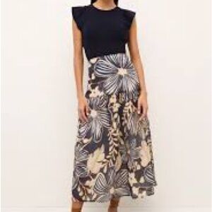 NWT Marie Oliver Floral Print Midi Skirt - Black and Cream